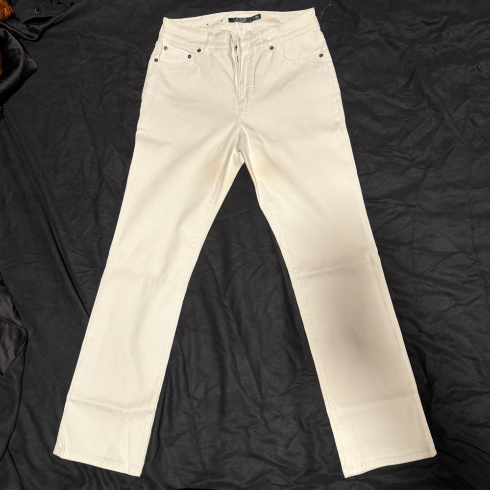 LAUREN Cream Straight-Leg Pants